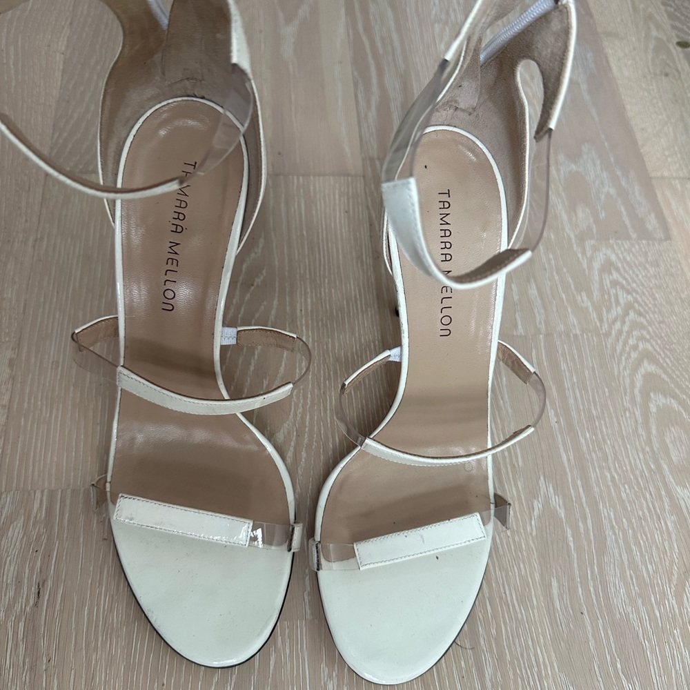 Tamara Mellon Cream Strappy Heels